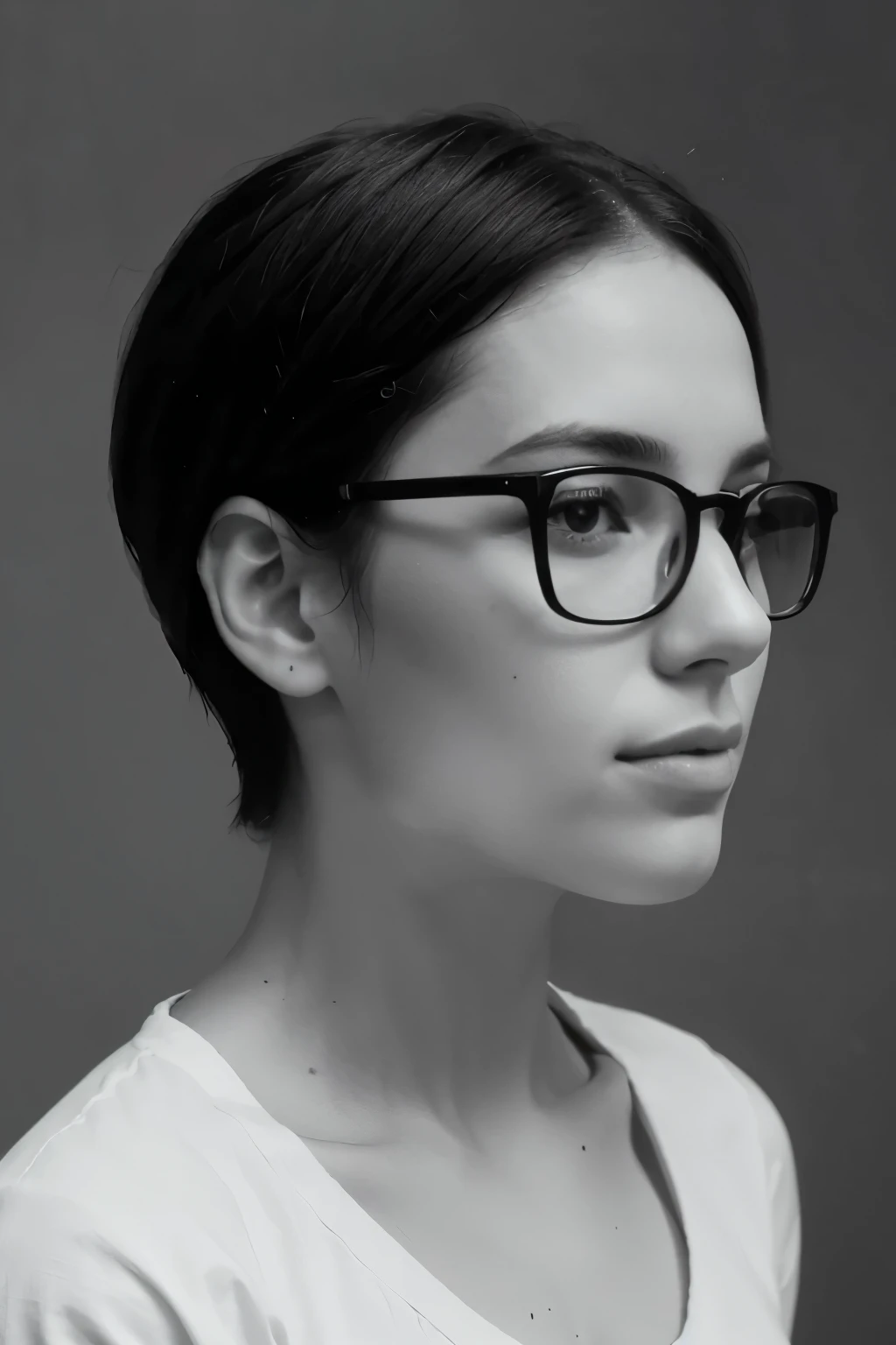 Hair is longer, minimalist, Black and white background