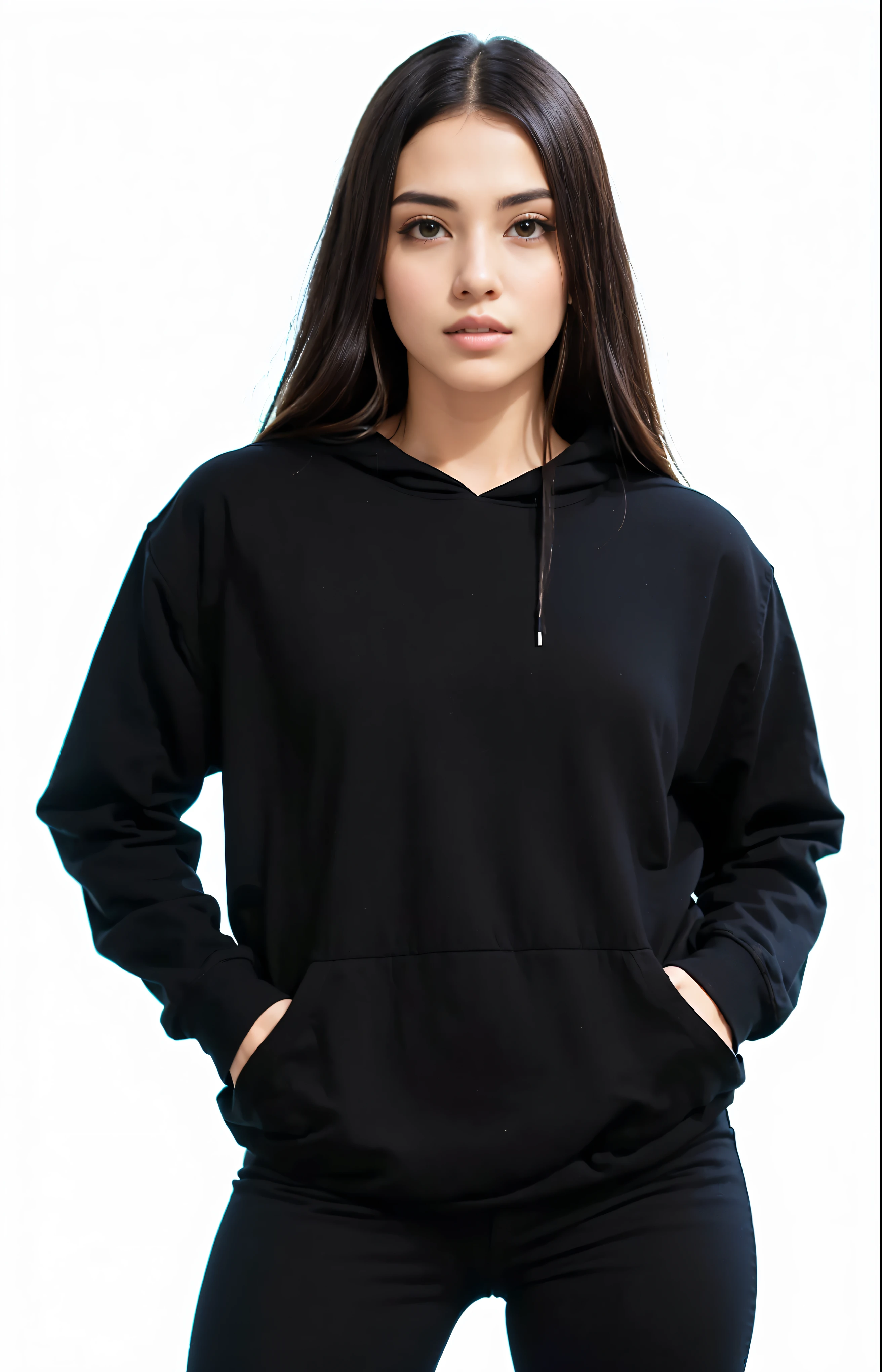 a woman in a black capuz and leggings posing for a picture, wearing a black capuz, black capuz, in a black capuz, black capuz techie, girl wearing capuz, wearing a capuz, wearing capuz, capuz preto, capuz, black haired girl wearing capuz, wearing an oversized capuz, dressed black capuz, wearing jeans and a black capuz, vestindo um capuz