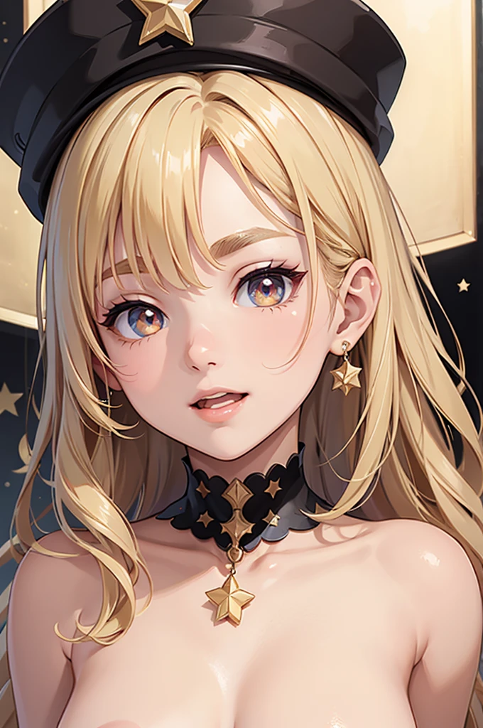 Browsing Caution,masterpiece、highest quality、High resolution、High-quality images、8K, 2 female、skin luster、Glowing Skin、Skin Texture、Expression of fine eyeasterpiece,8K,
masterpiece, highest quality, High resolution,
blonde、short、girl、topless、Face close-up、smile、Plump lips、Open your mouth、High nose、Straight nose、star-shaped pupils:1.4、Golden Eyes、eye shadow、Thick eyebrows