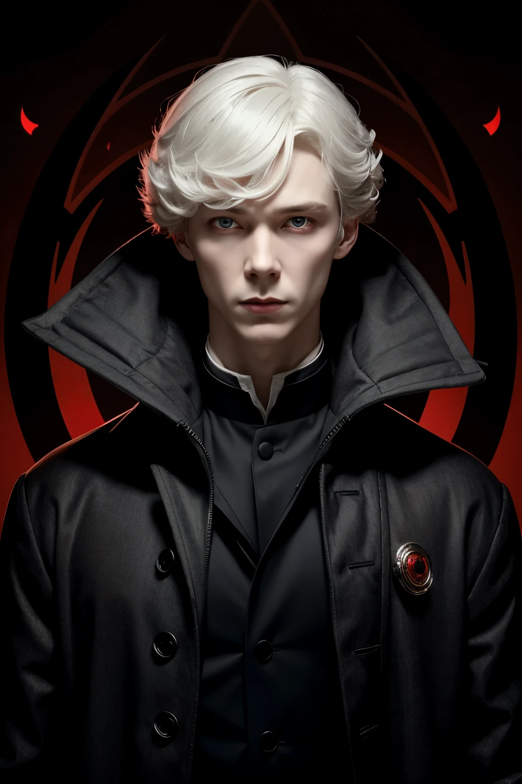 Sherlock is a male character shrouded in mystery and an intimidating aura. His pale face is adorned with a pair of red eyes that seem to penetrate the soul of whoever looks at him
