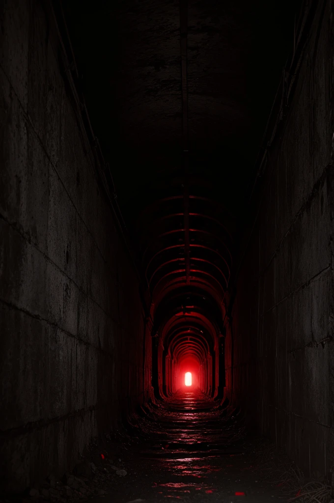 Dark tunnel, red eyes glowing, Dark and frightening scenery, PICTURE REALISTIC