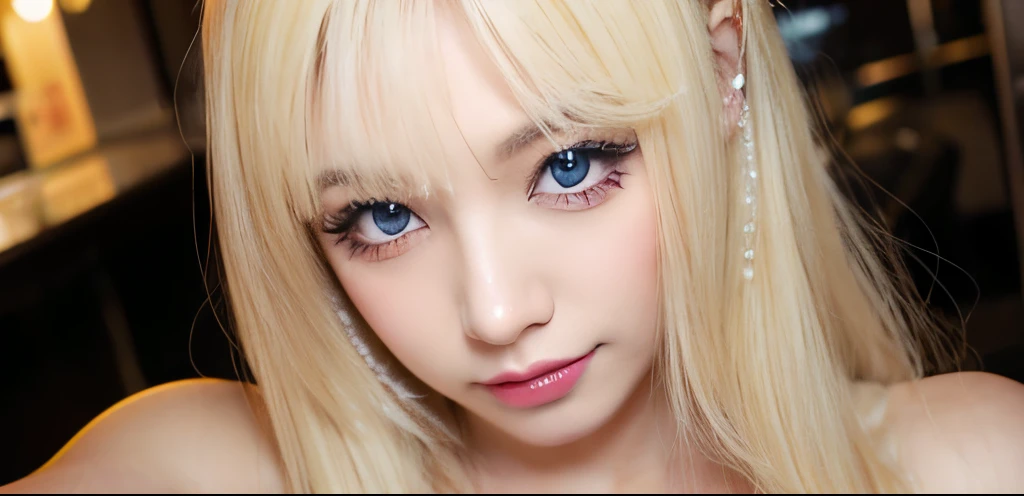 bright look、photorealism、highest quality、超A high resolution、picture、北欧生まれの非常にbeautiful少女の写真、extraordinary beautiful girl、可愛くてbeautiful顔の詳細、(Pueros face_V1:0.008)、beautiful bangs、alice in wonderland、16 years old、Radiant, fair, glowing skin、facial hair、Bangs that extend to the face、bangs between eyes、super long hair、Glamorous bright natural platinum blonde super long straight silky hair、high resolution eyes、beautiful, Bright and clear, Big light blue eyes shine charmingly、(white astrovest):10、eyeliner、double eyelid、rich bust、Going to bed、lie on your back、sprawl、sleep on your side、lying on one's back