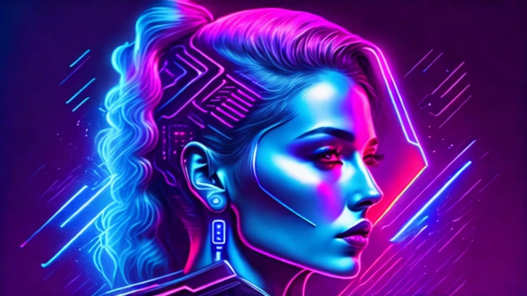 a woman with bright blue hair and a pink jacket, Pink and blue mohawk hairstyle, ultraviolet and neon colors, portrait color glamour, cyberpunk style cor, cyberpunk vibrant colors, pink and blue neon, vibrant fan art, neon cyberpunk vibrant colors, neon cyberpunk cores, cores synthwave!!, pop and vibrant colors, dark neon punk, Estilo Synthwave, 8K Vibrant Neon ColorsTechnological Advances,brain-computer interface,floating board,exoskeleton armor,dark and sandy streets,Fully immersive virtual reality,Scathing comments on society,Shimmering cybernetic tattoos,Futuristic cyberspace,glitchy digital effects,AI virtual assistant,Hacker's Lair,multicolored LED lights,Nighttime precipitation,Explosive action scenes,Hidden Underground Rebel Base,Android companions。