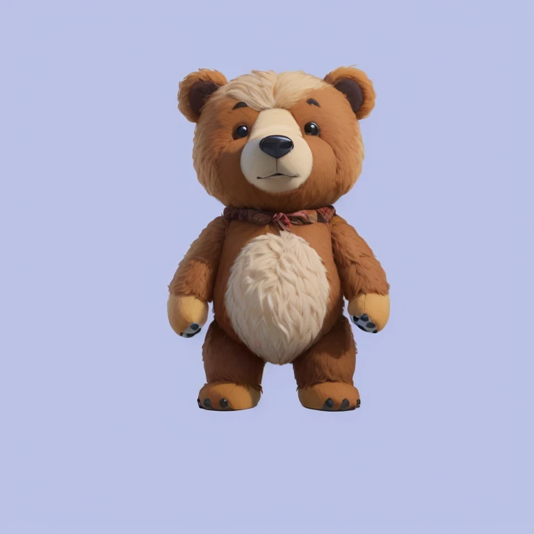 there is a brown 玩具Bear that is standing up, 玩具Bear, 拟人化Bear的肖像, 迷你Bear, 半Bear, Teddy Fresh, Highly detailed toys, 2d rendering, Bear, Toy Design, half robot 半Bear, Cartoon Rendering Keyshot, Stuffed Animals, Plush Toys, Hairy brown body