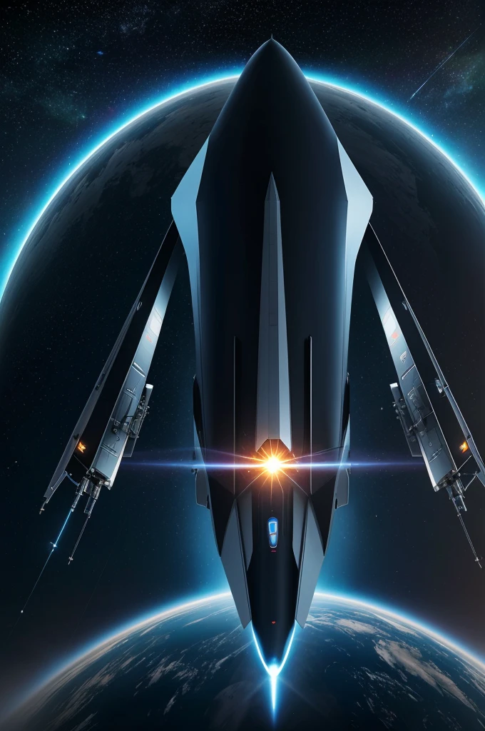 Design an image depicting a futuristic light-speed engine capable of propelling a spacecraft through the cosmos at unimaginable speeds. Capture the essence of advanced technology, sleek design, and the powerful energy of faster-than-light travel."