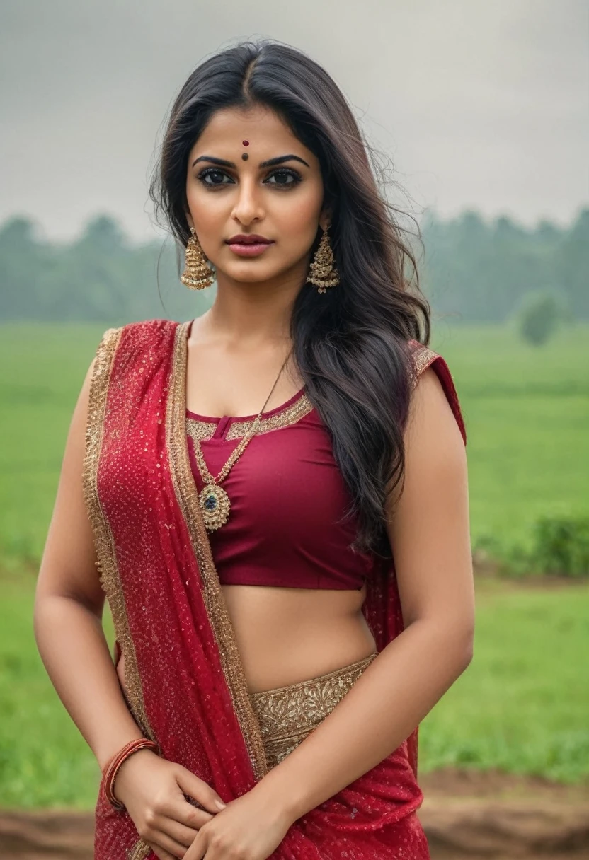 Bollywood actress Shokoufeh Soudeh, Bangladeshi girl cinematic, (realistic, photo-realistic:1.37), (sfw), 26 years cinematic, (realistic, photo-realistic:1.37),, 26 years old Kashmiri woman, (real human skin:1.2), (HDR clouds) ((rainy season))
(( ))) ((Sony α7 III camera with a 85mm lens at E 1.5 aperture setting,)), cinematic bloom, close up half body shot. Cinematic photo scene
DSLR,8k wallpaper, (extremely detailed) ((sharp focus)). (Masterpiece)) perfect (minimal makeup) perfect figure
Long dense black hair, wearing
full body view, Innie pussy., Toned Abs, Curvy waist, slightly fat, medium breasts, voluptuous body, scantily clad, voluptuous and arousing, curvy model, camel toe, navel, covered. Thick body, thick thighs, thick body,milf curve.
oily skin, soft milky skin, glistening skin, realistic skin pores, face muscles, (hornyface)
REALISTIC SKIN
((she's very decent and wearing modest cloths))
standing and looking at the viewer
woman in a red sari , traditional beauty, Assamese aesthetic, onam saree, realistic saree, RVSaree,e, woman in a yellow sari standing in a field,