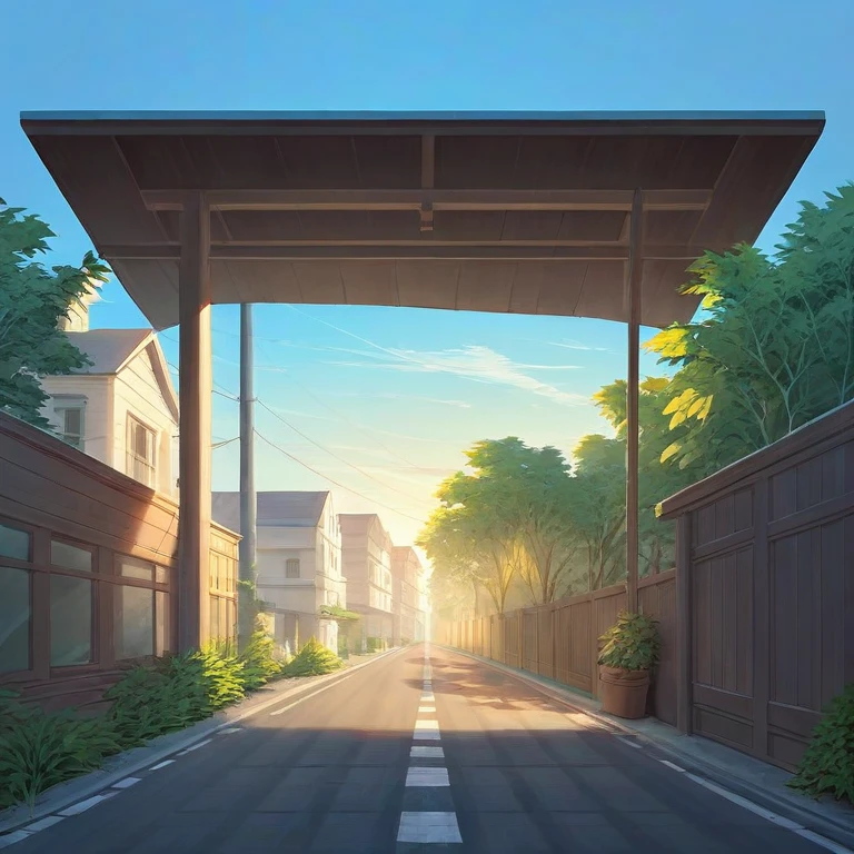 Raw photo,Masterpiece, high quality, best quality, authentic, super detail,
exterior, outdoors, house style modern on the street, glass windows, gate, wooden ceiling,
road,pavement, trees, sky, cloud, (daylight:1.1)