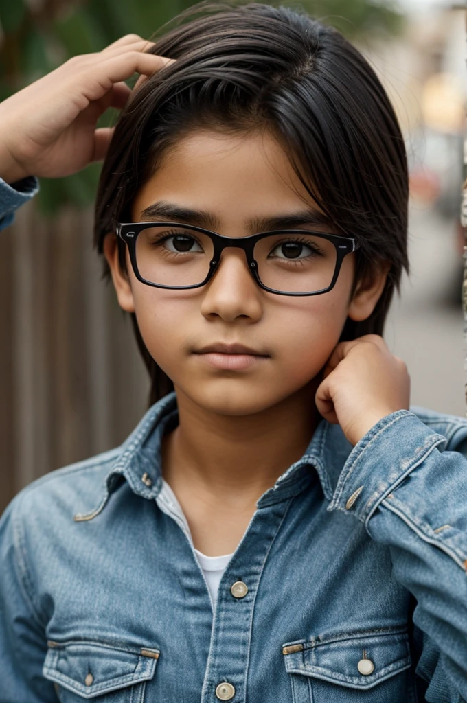 Recreates a -yeld teger of Mexican nationality, square lenses, thin and in a realistic style