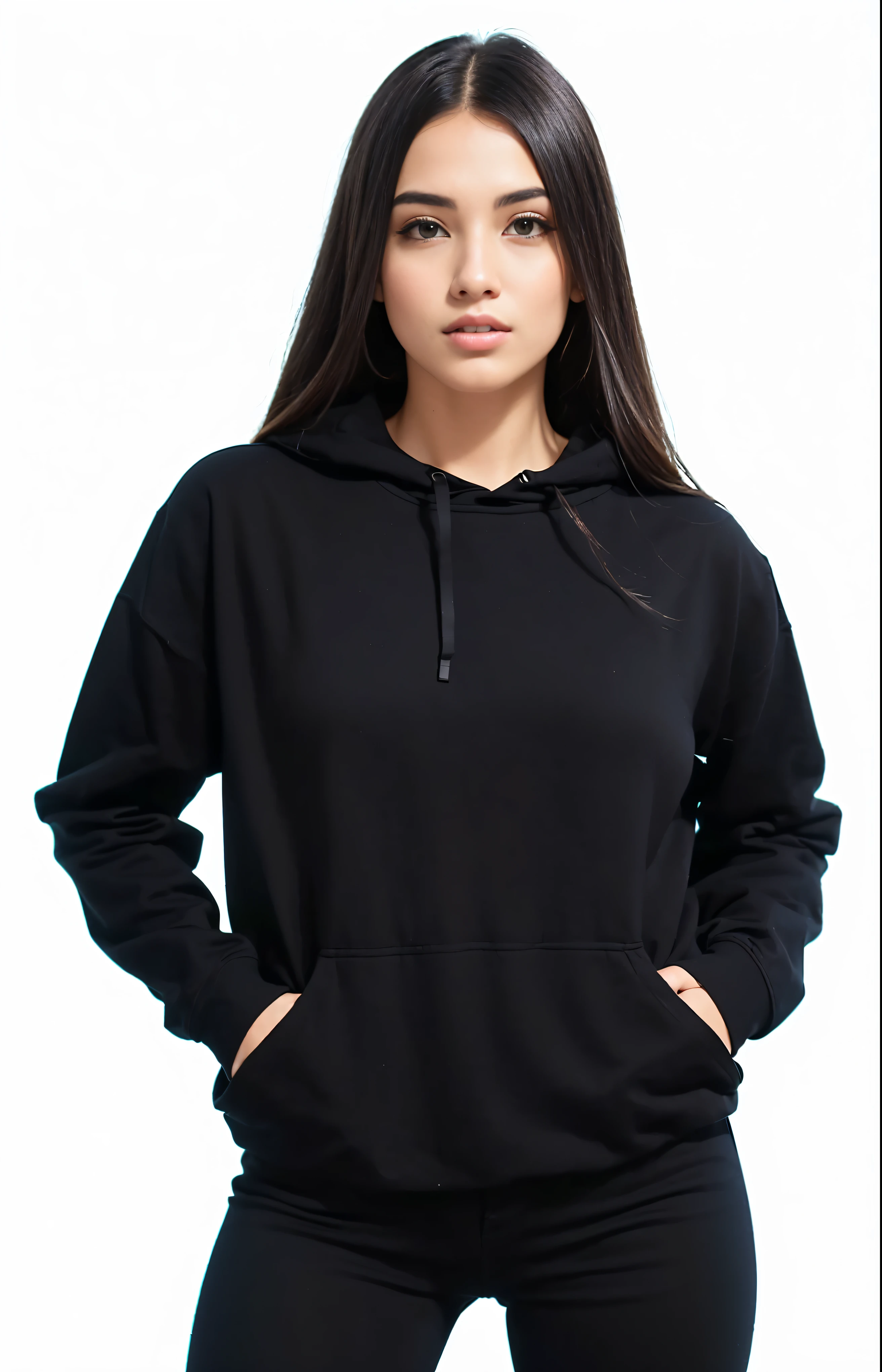 a woman in a black capuz and leggings posing for a picture, wearing a black capuz, black capuz, in a black capuz, black capuz techie, girl wearing capuz, wearing a capuz, wearing capuz, capuz preto, capuz, black haired girl wearing capuz, wearing an oversized capuz, dressed black capuz, wearing jeans and a black capuz, vestindo um capuz