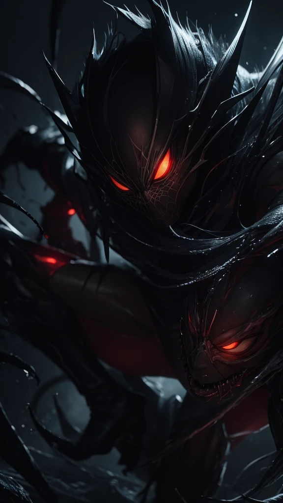 ### 【Dark Spider Demon(Mumyougumo Oni)】
Dark Spider Demonは、It is a monster with a terrifying appearance that freezes the soul of anyone who sees it.。
- **head**: Dark Spider Demonの頭は巨大な蜘蛛の形をしており、Countless red eyes arranged randomly。These eyes are constantly moving、It gives the viewer a strong sense of unease.。
- **body**: bodyは人間の胴bodyを持ちますが、Countless black tentacles are wrapped around its body.、The way they are constantly moving is like a living darkness.。
- **foot**: 下半身は8本の長い蜘蛛のfootで構成されており、それぞれのfootは鋭利な刃のような形をしています。Every time you walk, the sound of the ground being cut echoes.。
- **others**: It spits out black threads from its mouth.、Anyone who touches the thread will have their life sucked away in an instant.。Dark Spider Demonの背中には無数の小さな蜘蛛がうごめいており、These spiders are also aggressive.、They attack in groups.。