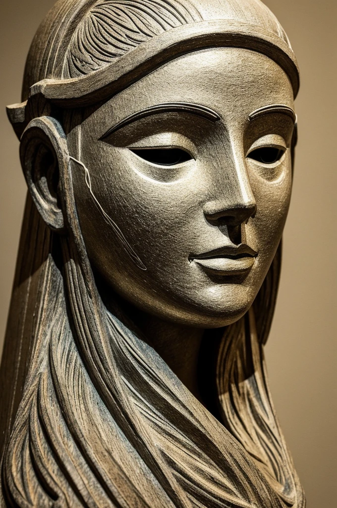 A person who reflects the feeling of being present but who is in a drawing like sculptures or masks