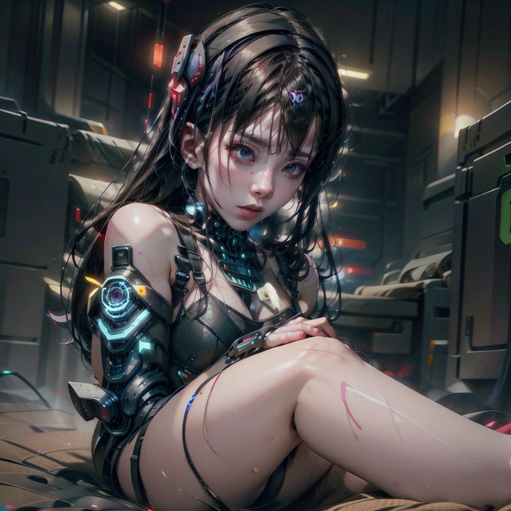 Cyber punk girl bleeding