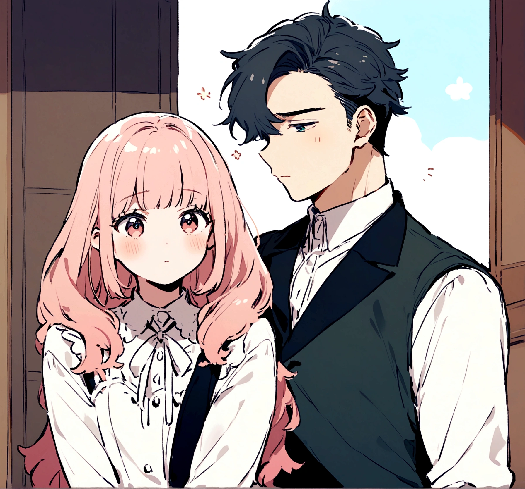 Profile couple,cute,shy,the first one handsome boy and the second one beautiful and cute girl,high quality,chubby,small