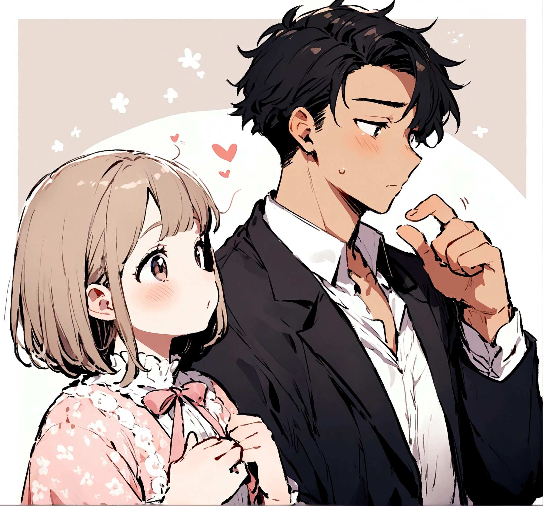 Profile couple,cute,shy,the first one handsome boy and the second one beautiful and cute girl,high quality,chubby,small