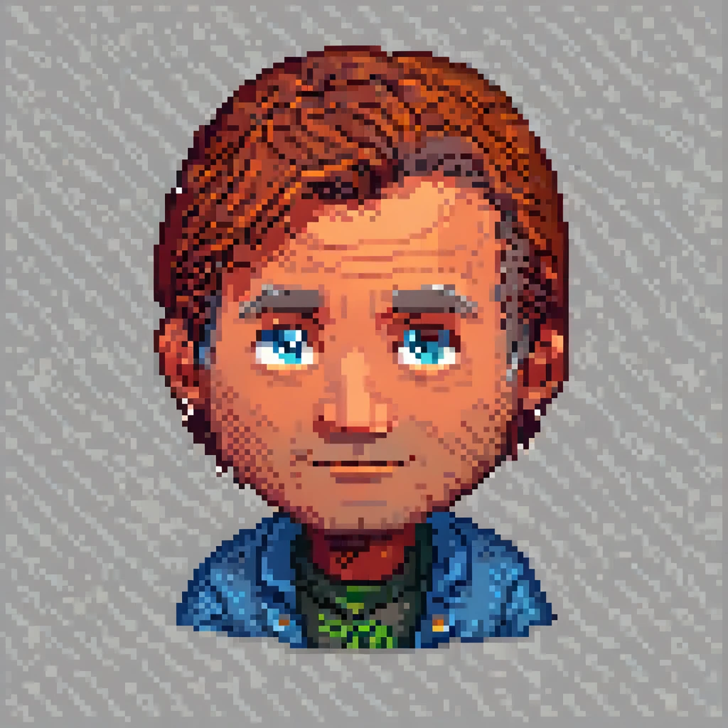 Pixar style,Pixel style,32bit,Pixel cartoon character avatar,Head occupies 70% of the screen%,Kind middle-aged man