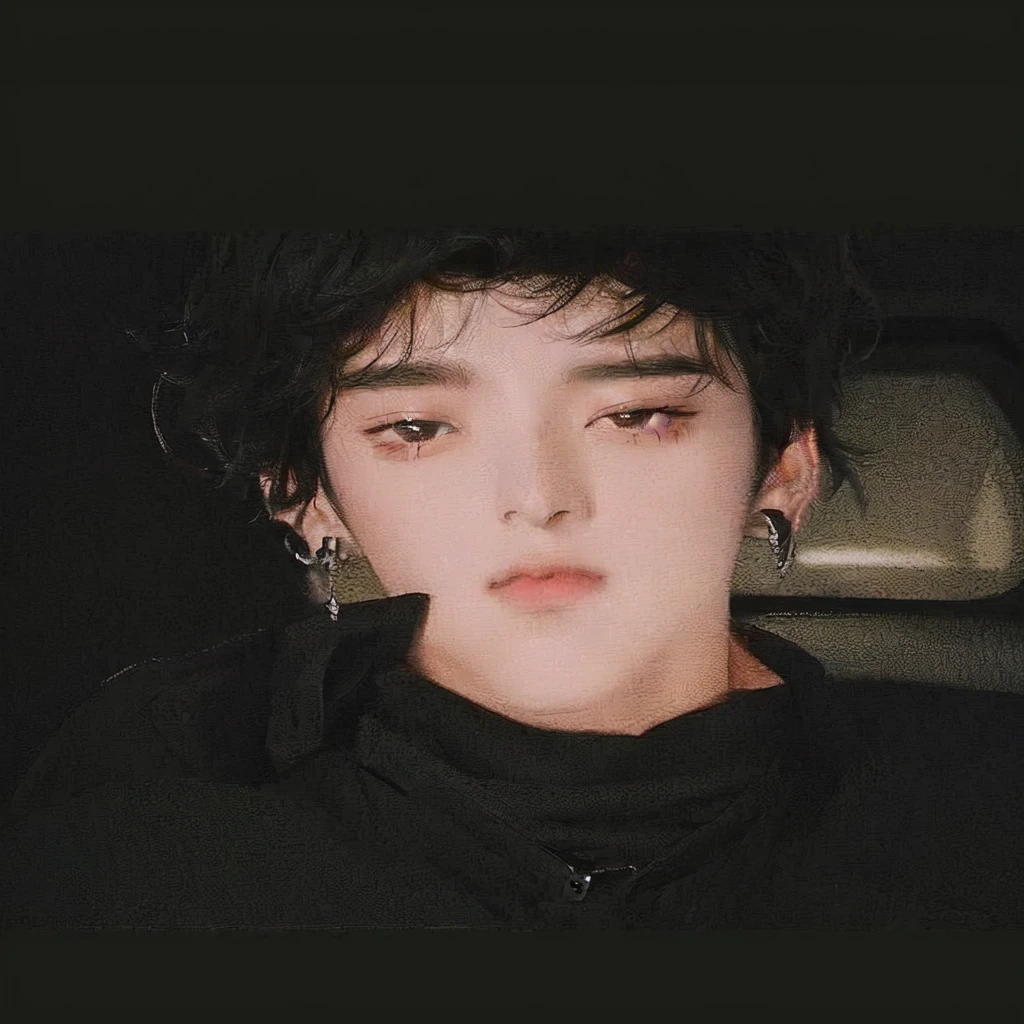 Arafed woman in black shirt and earrings sitting in a car, cai xukun, hyung tae, jinyoung shin, jungkook, he is about 2 5 years old, profile headshot, he is about 2 0 years old, he is about 20 years old, hsiao-ron, taken in the early 2020s , BTS , bts jungkook, K-Pop idol , k-pop , jeon Jungkook 