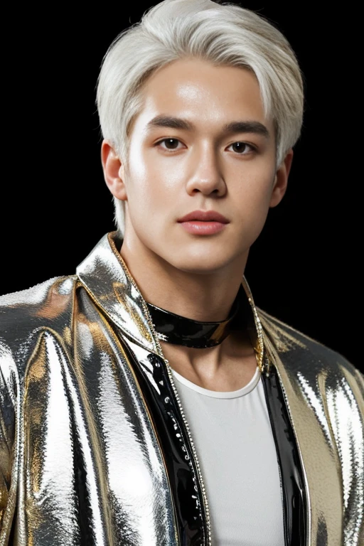 quarter body shots,( Handsome hunky blonde haired Solarboy wearing a white spandex with gold trimmings)and gloves and ( handsome hunky white haired Lunarboy wearing black latex spandex with silver trimmings), they were both menstanding firmly face frontal camera focus asymmetrical face details,charachter, beautiful, devian art, trending artstation, digital art, detailed, realistic, humanoide, character,cinematic sho ,cinematic lights, high textures, high resolution, dreamlikeart, 8k, highly detailed, stabilized diffusion. Detailed face and fingers.