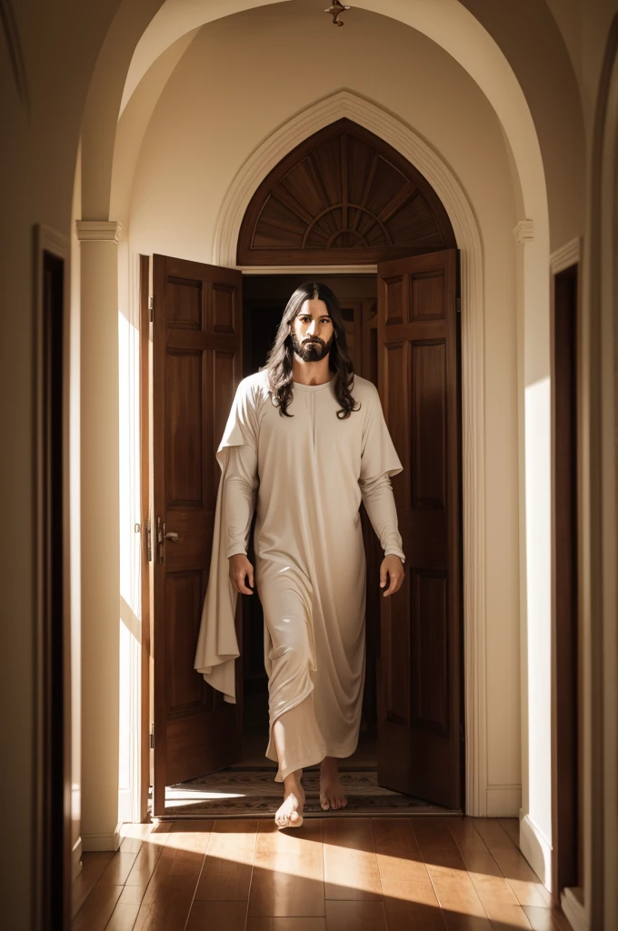 Jesus entering a house