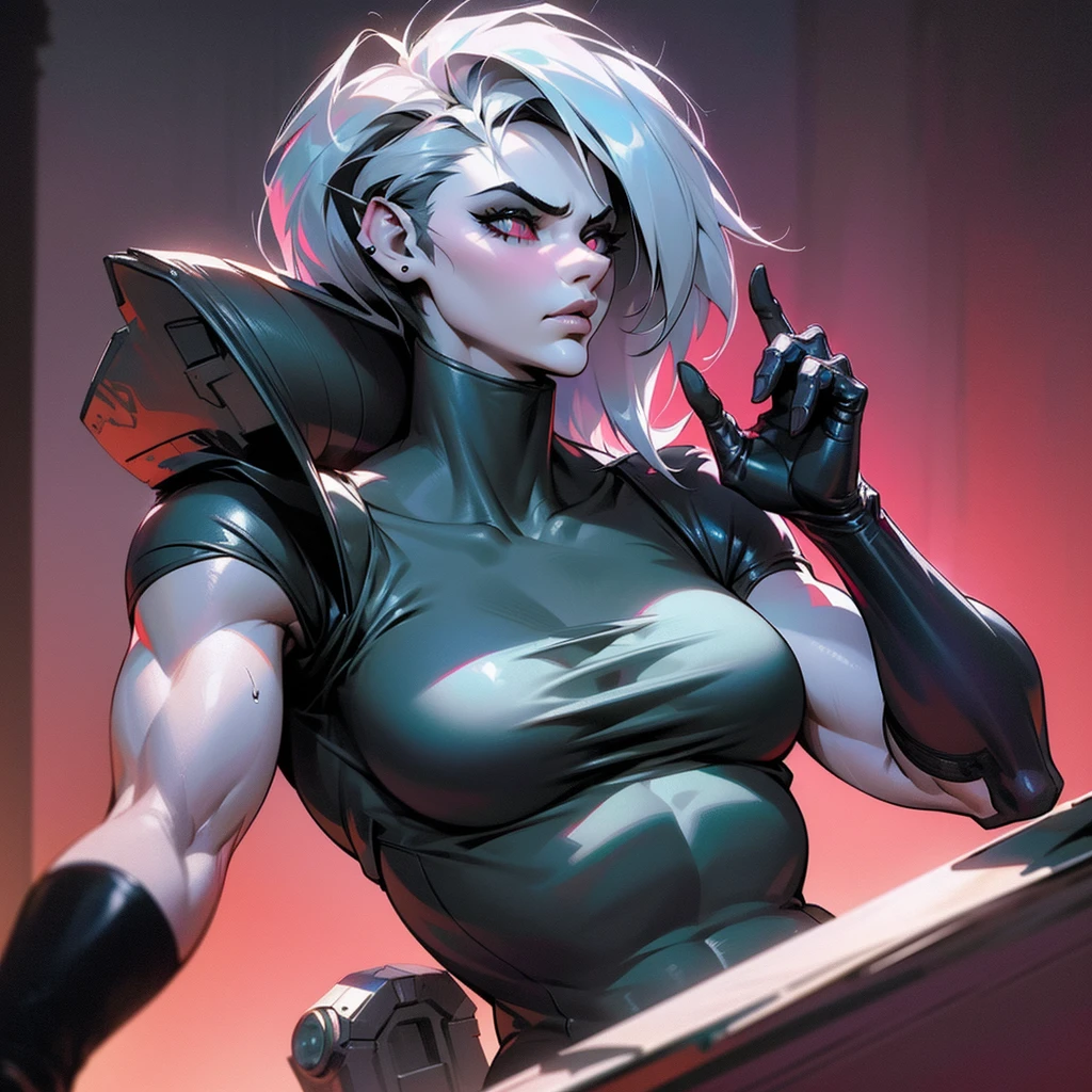 Blitzo, helluva boss, sexy, 1male,intricate detailed face, sharp facial features, intense gaze, piercing eyes, luscious lips, advanced anatomy, muscular body, tight leather outfit, high contrast lighting, dramatic shadows, cinematic composition, neon city background, cyberpunk, dark moody atmosphere, hyper realistic, 8k, photorealistic