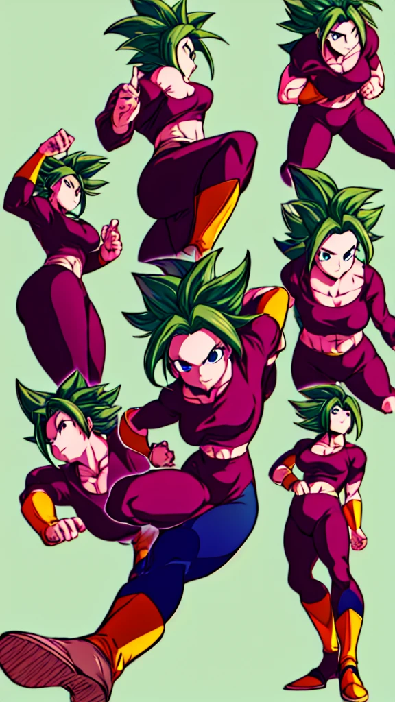 Kefla ,
Solo . Fullbody . Simple background , multiple view , Fitgirl , normal pose