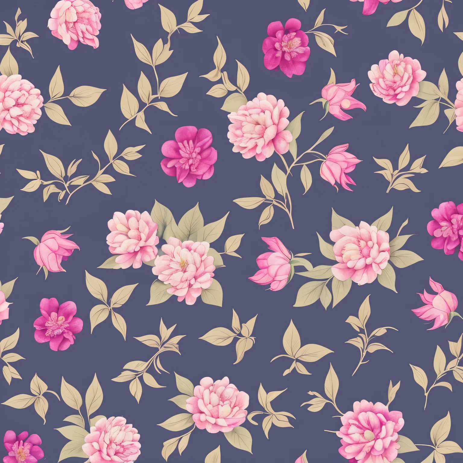 Generate image using prompt: Create a design with an elegant, watercolor-style floral pattern, featuring peonies, lilies, and other large blossoms in soft, blended hues