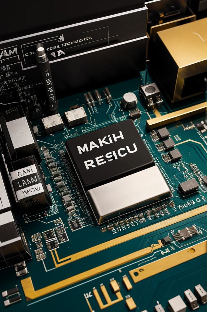 Make a logo Written ALAM Tech  with technical background and cover with technical things chips circuit 