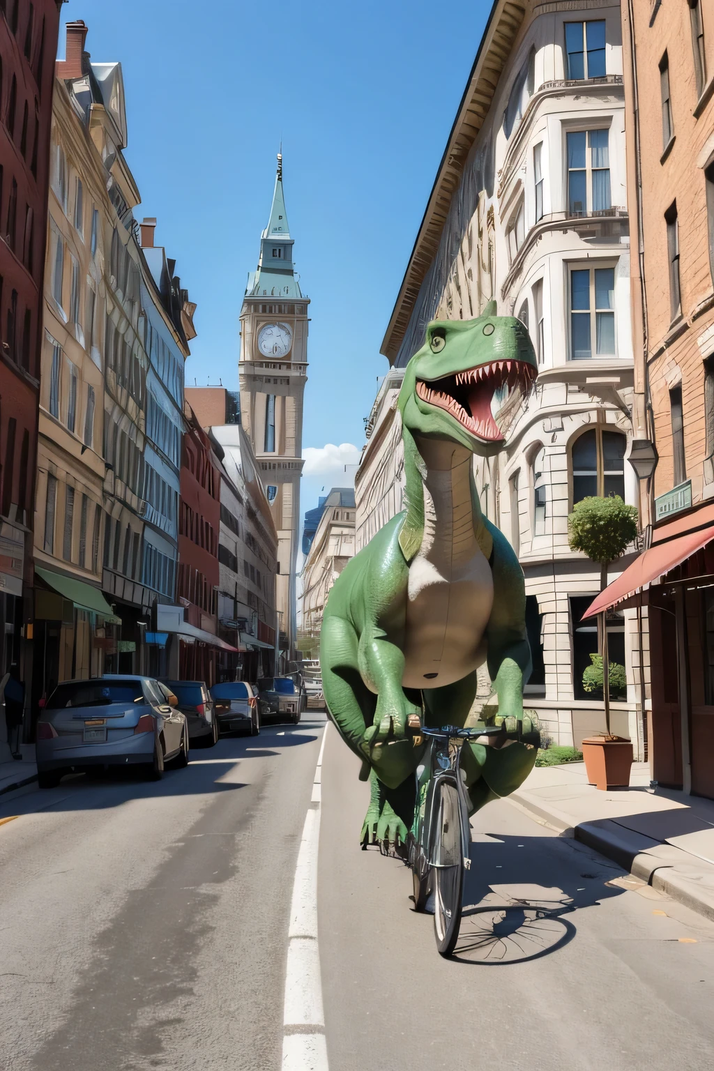dinosaur on bike