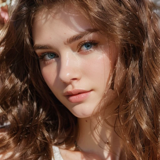Gorgeous woman with long wavy blonde hair and blue eyes posing for a picture, hyper realistic , extremely beautiful face, beautiful young face, portrait sophie mudd, photo of a beautiful woman,  very beautiful young woman, beautiful fine face features, beautiful face and flawless skin, gorgeous young model, very pretty face, 