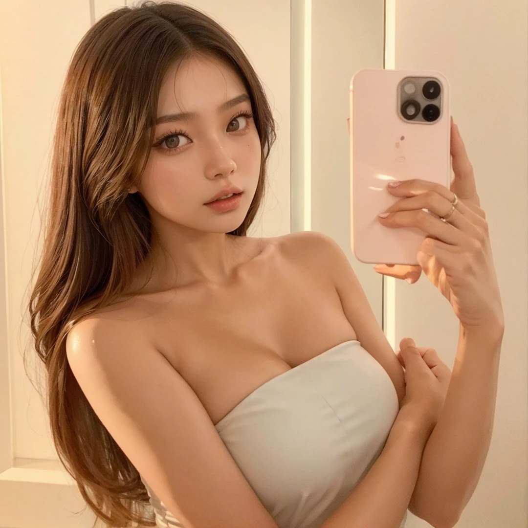 araffe woman in a white dress taking a selfie in a mirror, instagram model, anna nikonova aka newmilky, viktoria gavrilenko, 18 years old, anastasia ovchinnikova, angelina stroganova, portrait sophie mudd, 2 4 year old female model, gorgeous face and figure, 21 years old, dasha taran , blackpink jennie , blackpink Lisa , asian famale face , cute girl , Korean famale