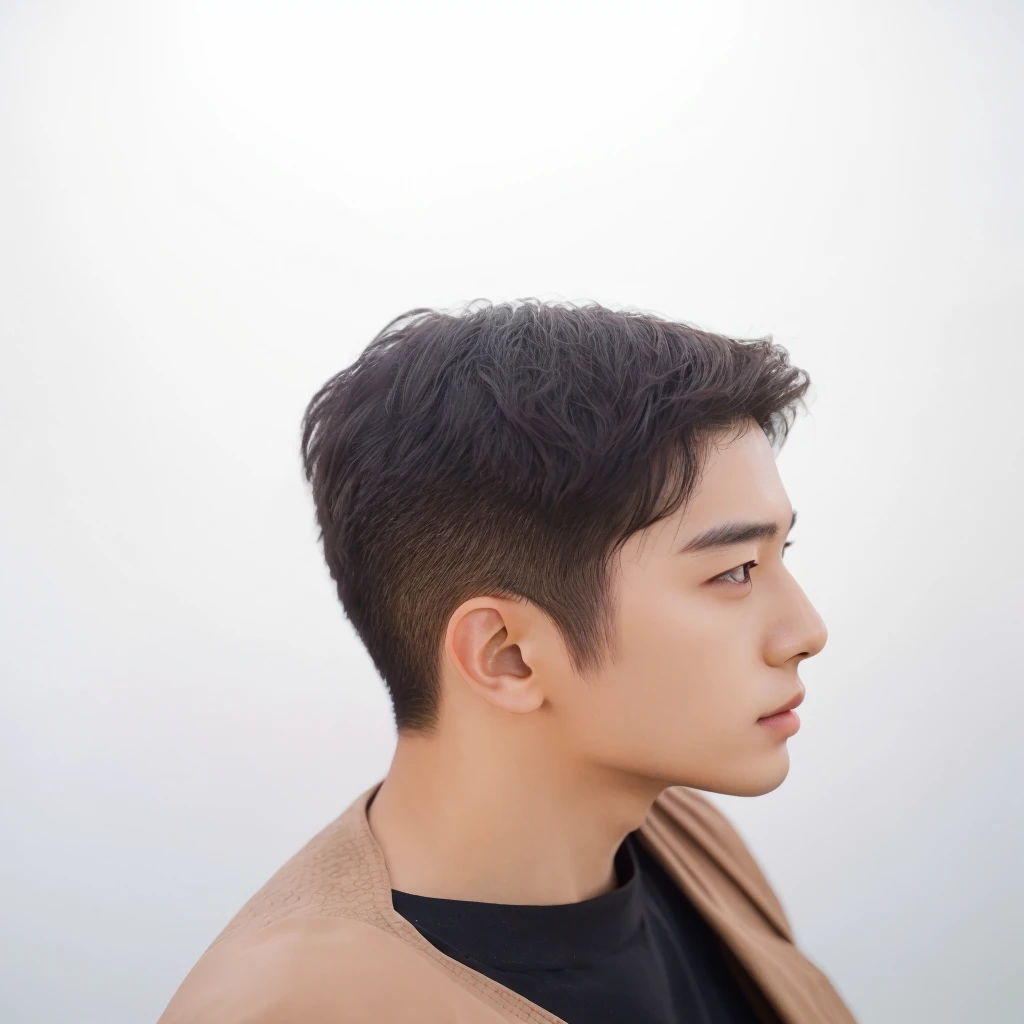 Best Quality, 8k, Masterpiece, (Portrait: 1.3), (photo realistic:1.4), (hyper realistic:1.4), Sharp Focus, looking at viewer, (smoother lighting:1.1), (increase cinematic lighting quality:0.9), realistic lighting, backlighting, light on face, ray trace, (brightening light:1.2), (Increase quality:1.4), sharp detail, (best quality real texture skin:1.4), finely detailed eyes, black_eyes, finely detailed face, 25 year old Korean man