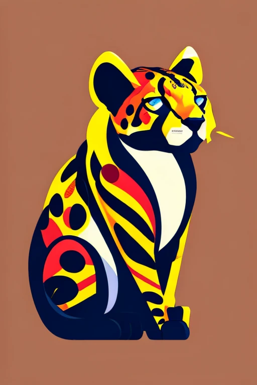 ((Symbolism)), logo, (symbol mark), sketch, art, ((Cheetah)), colorful, Contrast, detailed, Close-up, face, eye, Spotted pattern, details, sharp, beauty, expression, Proximity, force