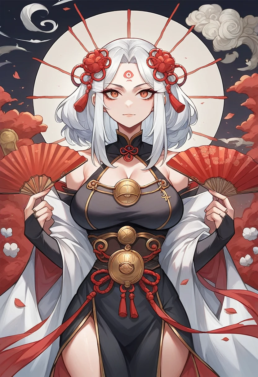 a close up of a woman with red hair and a white mask, beautiful character painting, guweiz, artwork in the style of guweiz, white haired deity, by Yang J, epic exquisite character art, stunning character art, by Fan Qi, by Wuzhun Shifan, guweiz on pixiv artstation