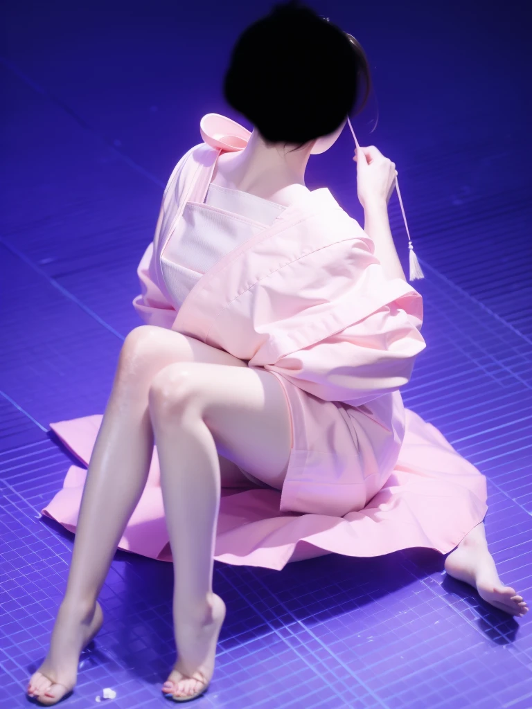 1 girl，Shimizu，Blue Butterfly，Pure white gauze skirt，shiny，Sitting in the air
