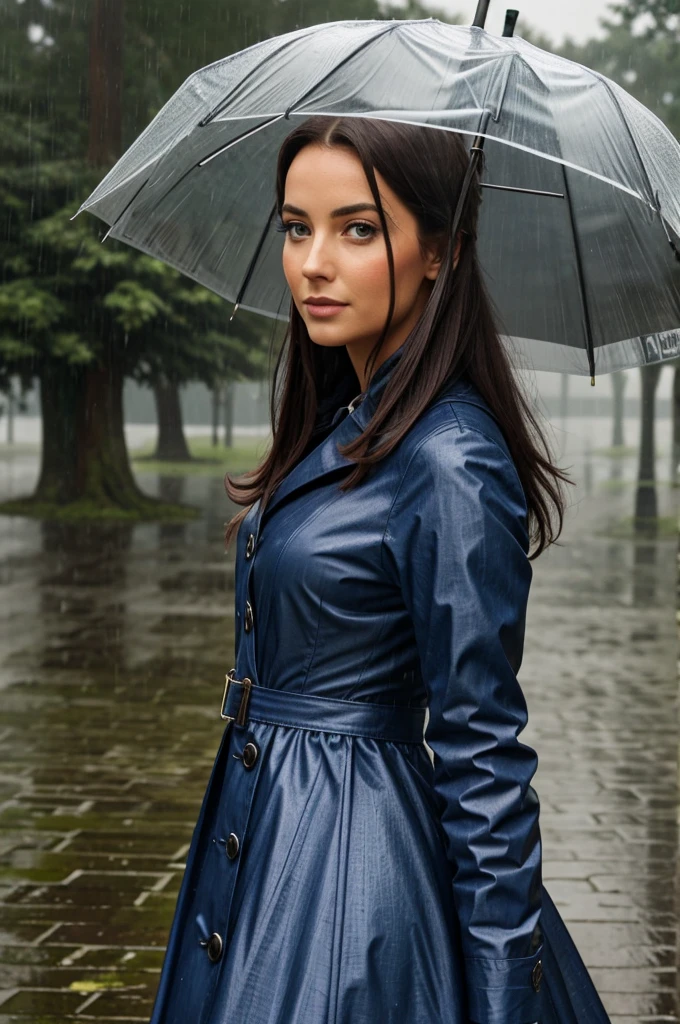 A lady depreseed in rain