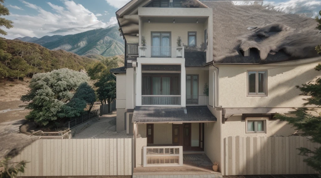 exterior house,beautiful landscape,RAW photo, 8k uhd, dslr, soft lighting, high quality, film grain, Fujifilm XT3,masterpiece,