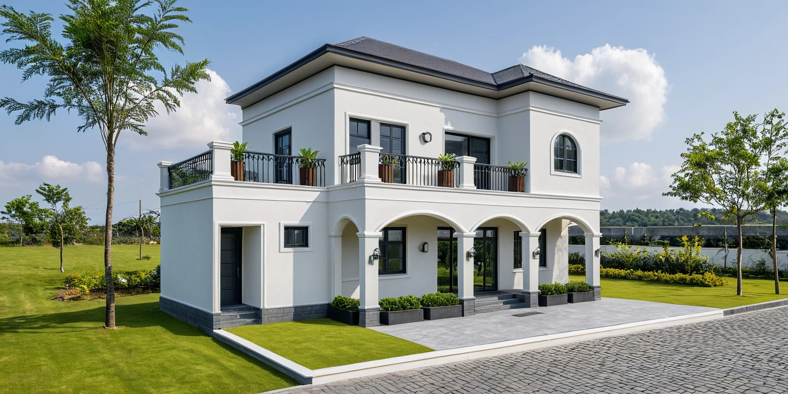 Masterpiece, high quality, best quality, authentic, super detail, outdoors, onestoreyvillaXL, aiaigroup, house style modern on the street , People ,sunlight, stairs, white wall ,road,pavement, grass, trees, sky, cloud, (daylight:1.1)
