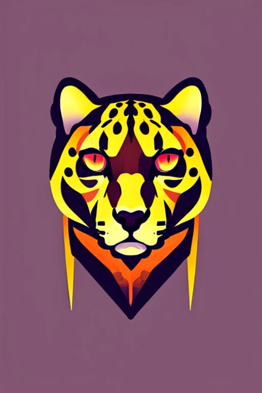 ((Symbolism)), logo, (symbol mark), sketch, art, ((Cheetah)), colorful, Contrast, detailed, Close-up, face, eye, Spotted pattern, details, sharp, beauty, expression, Proximity, force, simple