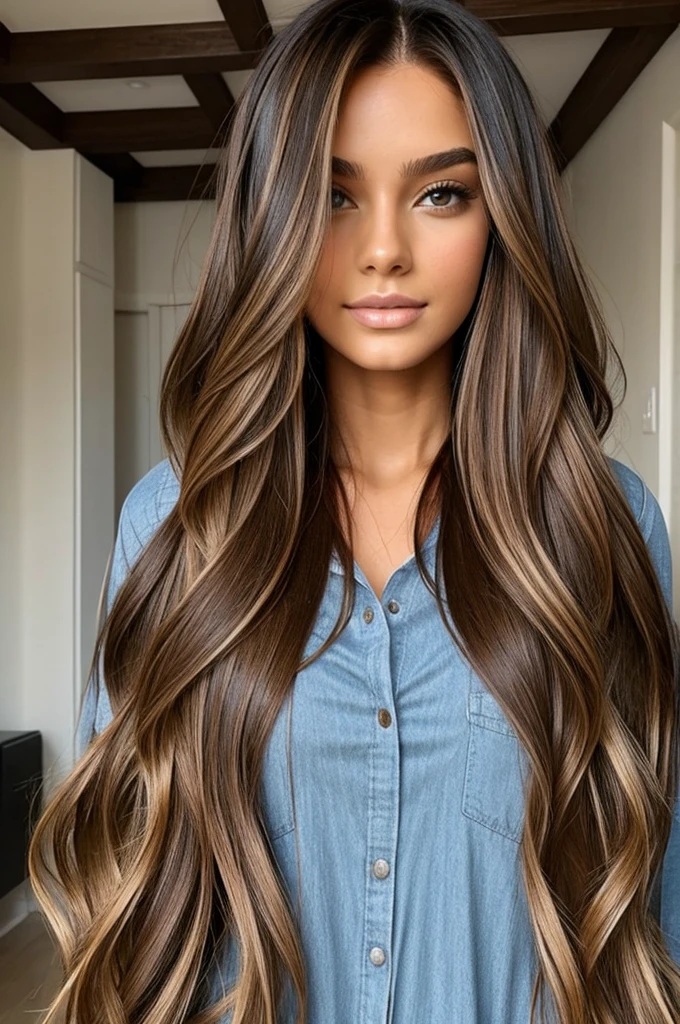 Spectacular model with beautiful long hair balayage 
