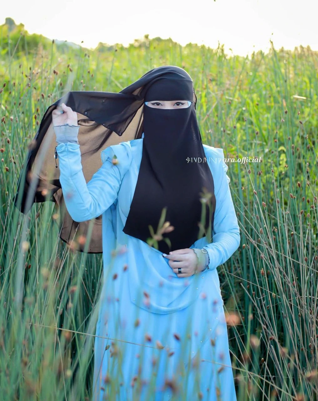 High resolution UHD, Improvement of quality, Soft lighting, Highly detailed, Very detailed on clothes, high quality clothes, Advanced Details, Sharp Focus, High resolution, Big Boobies, Big Breasts, Breasts Covered With Hijab and Dress, Real clothes, Real Lighting, Same clothes, Same dress With Big Breasts, Big Boob Undershirt Covered, A Girl Wearing Niqab