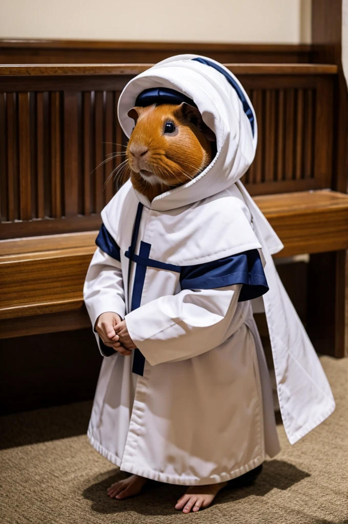A guinea pig dressed as a priest