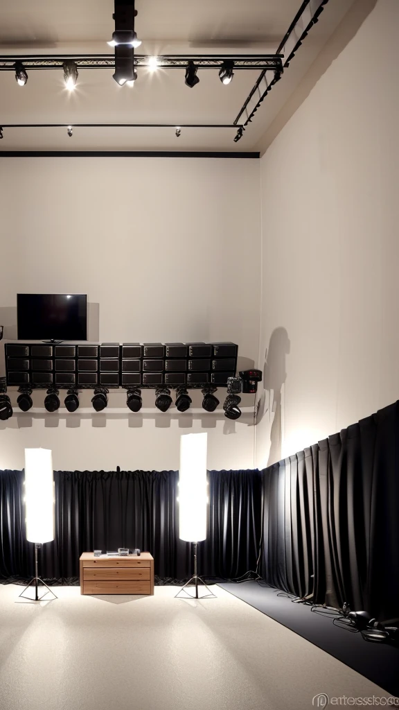 detailed photography studio setup, high quality studio lighting, cinematic lighting, professional photography equipment, camera equipment, studio backdrop, seamless backdrop, professional photography studio, well-lit studio, dramatic lighting, beautiful lighting, photoshoot setup, studio props, studio accessories, studio decor, clean studio environment, minimalist studio design, advanced photography techniques, high-end photography gear, masterful lighting control, perfect studio conditions, pristine studio environment, premium photography studio, top-notch photography setup, stunning studio aesthetics, flawless studio composition, ideal studio arrangement, sophisticated studio design, cutting-edge photography studio