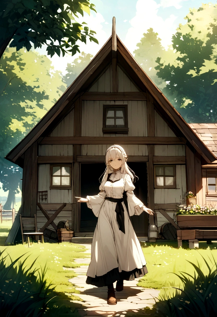 Old little farm house, set in midieval century. Approaching perfection, Long take shot, Ultra detailed, smooth, 4K resolution. Niji-5