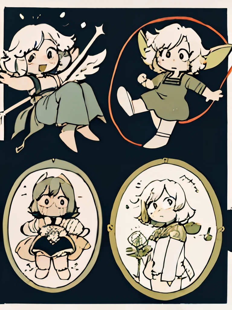 (best quality,4k,8k, high res,masterpiece:1.2), ((masterpiece)), (((best quality))),
((masterpiece)), (((best quality))), Illustration, 1 girl, hair color, hairstyle fax, eyes, plants themed character, flowy puffy hair, green eyes, forest themed character, fairy, adorable, hairstyle fax, deity, light brown to blond hair, short hair, bangs, magical, female, green dress, plants and forests theme, (ethereal being), ethereal pose, charturnbetalora, clothes are a mix of white or green, smile, green eyes
(ethereal being), soft smile, (({comforting aura})), 2d painting, ({ethereal painting})
chibi,simple background,multiple girls, multiple views,comic,koma,border,chibi,simple background