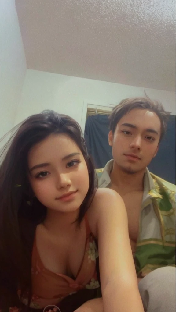 High quality anime picture with fantasy pink flowers backgorund and its an couple