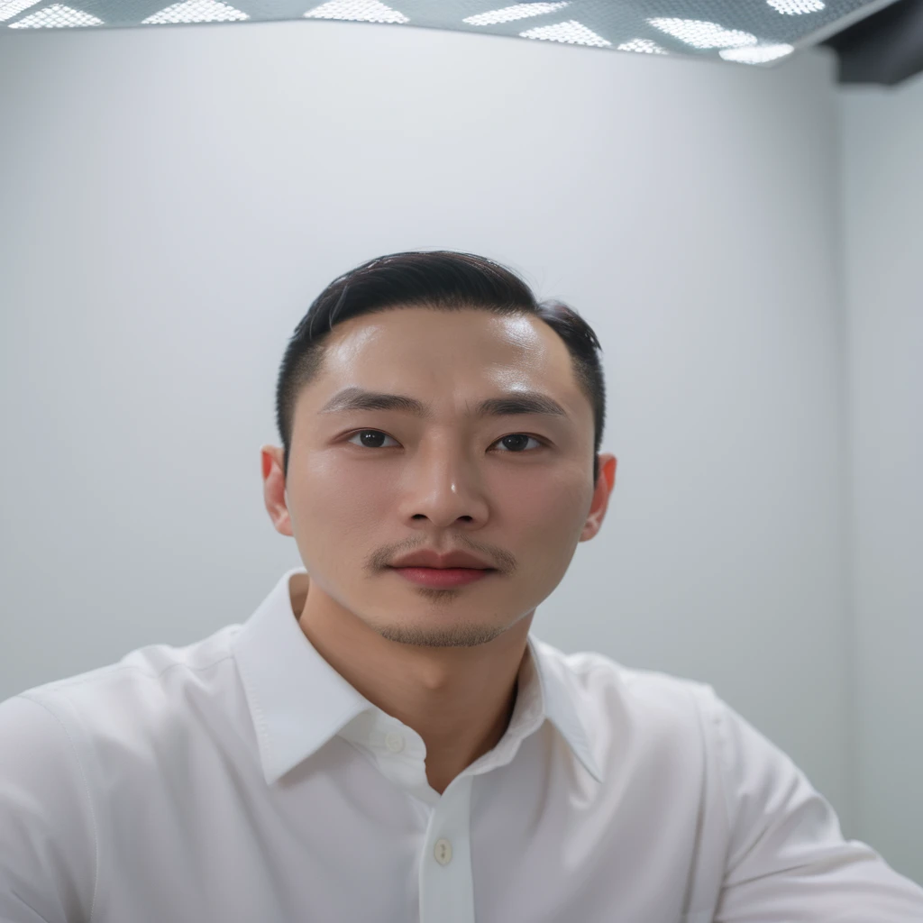 Best Quality, 8k, Masterpiece, (Portrait: 1.3), (photo realistic:1.4), (hyper realistic:1.4), Sharp Focus, looking at viewer, (smoother lighting:1.1), (increase cinematic lighting quality:0.9), realistic lighting, backlighting, light on face, ray trace, (brightening light:1.2), (Increase quality:1.4), sharp detail, (best quality real texture skin:1.4), finely detailed eyes, black_eyes, finely detailed face, 25 year old Korean man