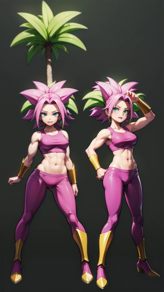 Kefla , 
Solo . Fullbody . Simple background , multiple view , Fitgirl , straight posture
