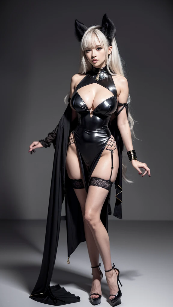8K, Wet, High heel, moisture,Puffs, Arms above head,Inside the room,Gray background,((Huge breasts: 2.5)),((Huge cleavage:2.5)),(((Large Breasts:2.5))),Having huge sagging breasts,Breast enlargement,Overflowing Breasts,Camel Hoof,Blowing, Open your legs, Sexual arousal, Sexual Expression, Thinness, High heel, Facing forward,Get wet,Clothes with very little fabric,((She's wet)),Squat,Open your legs, Wet skin, Brown Ponytail