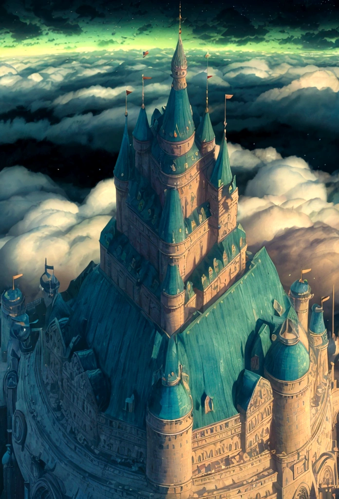 a detailed fantasy castle in the sky, glowing energy fields, sunlit clouds, dramatic lighting, vibrant colors, cinematic composition, (best quality,4k,8k,highres,masterpiece:1.2),ultra-detailed,(realistic,photorealistic,photo-realistic:1.37),intricate details,stunning vista,dramatic lighting,vibrant colors,cinematic composition,fantasy art