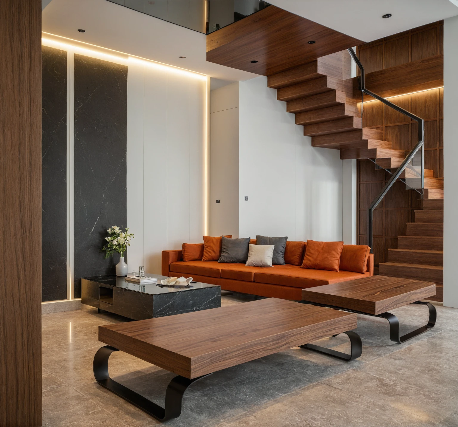 Raw photo,Masterpiece, high quality, best quality, authentic, super detail,
interior, indoors, living style modern, Walnut wood furniture, sunlight,
, (daylight:1.1), vivid colour, (realistic:1.2),