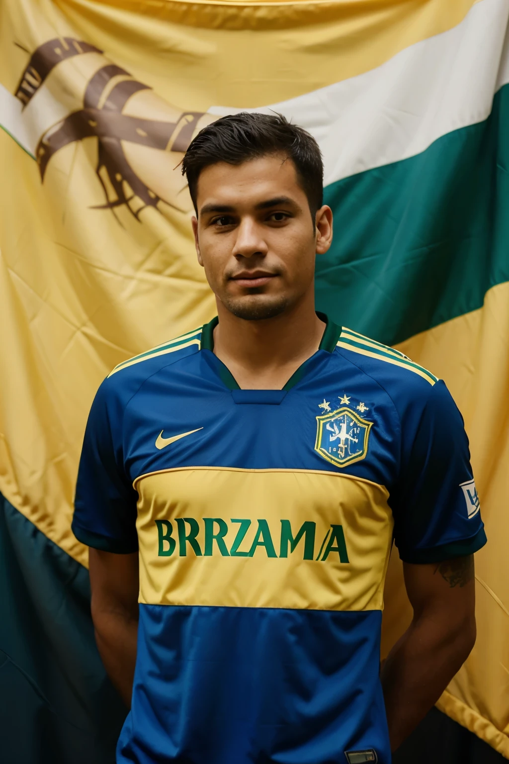 a man wearing a brazil fc jersey